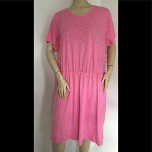 NEW OLD NAVY (Size 3X) Pink 100% Cotton Pullover Short Sleeve Dress